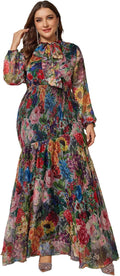 Plus Size Womens V Neck Floral Maxi Dress - Elegant Casual Fit