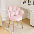 Petal Makeup Vanity Chair with Back - Cute Pink Velvet Seat
