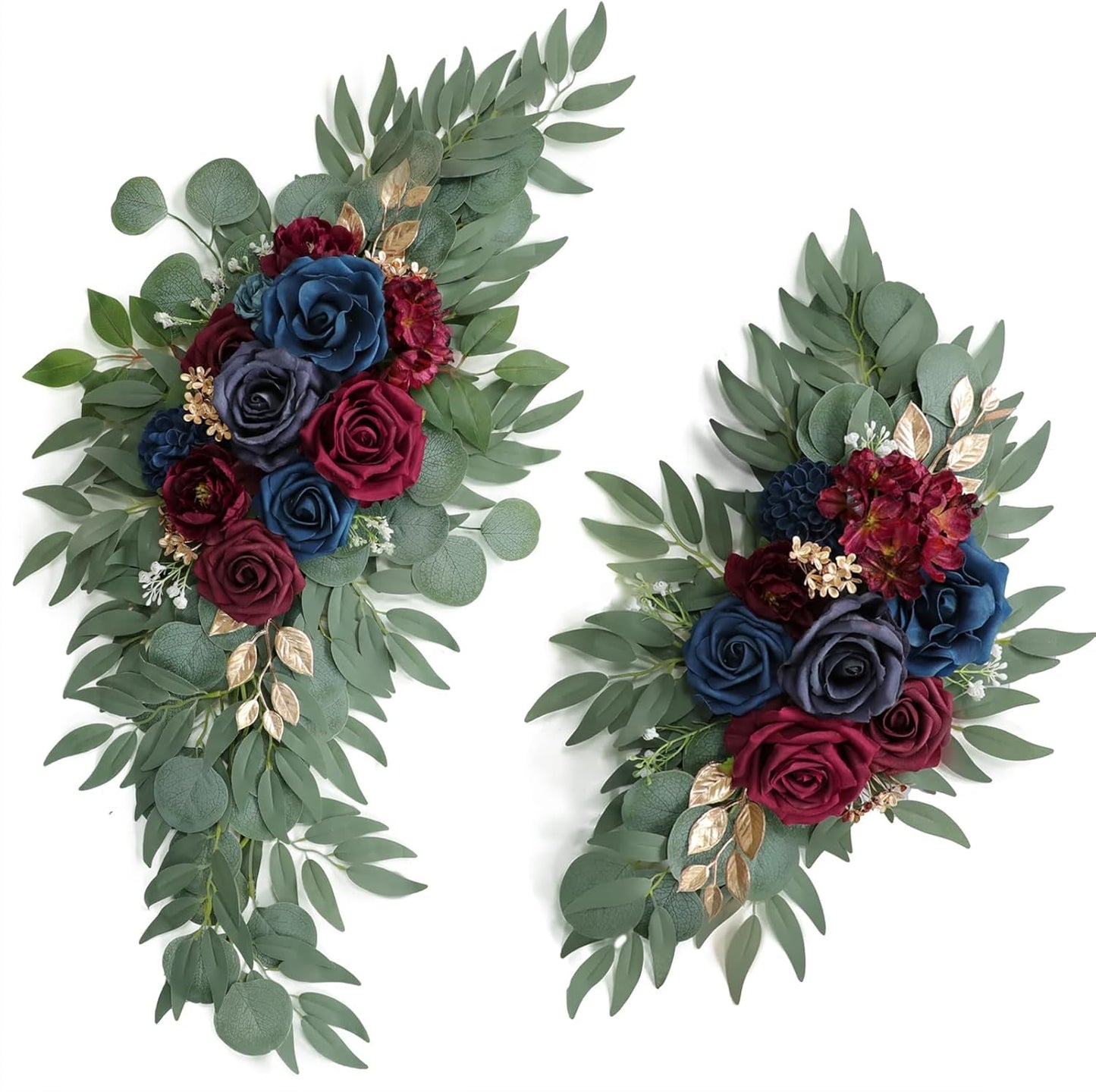 Artificial Navy Blue Wedding Arch Flower Swags Set of 2 for Decor