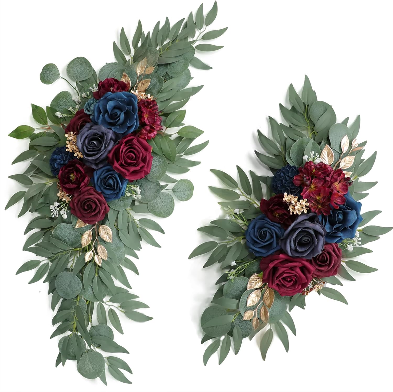 Artificial Navy Blue Wedding Arch Flower Swags Set of 2 for Decor