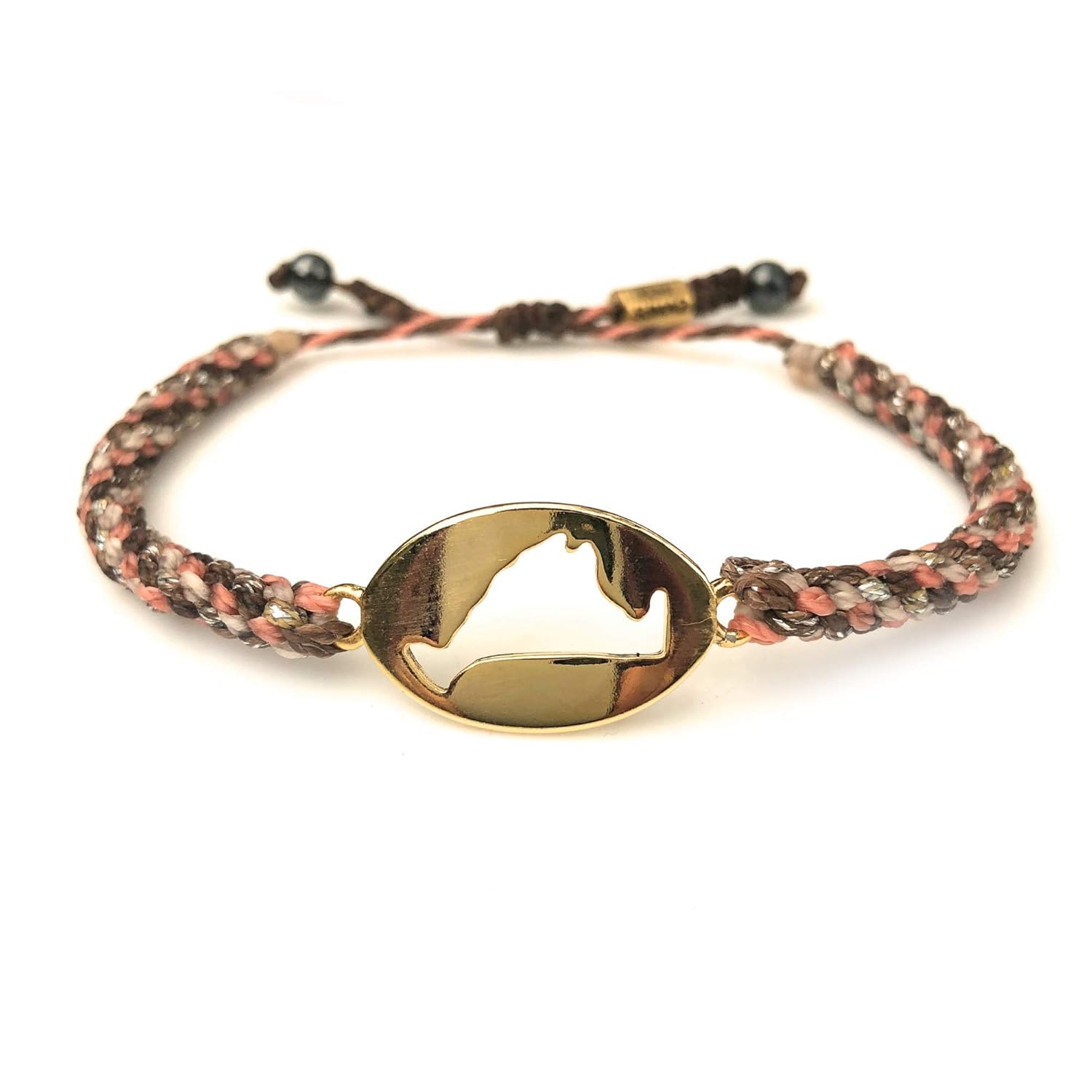 Martha's Vineyard Bracelet with Coral Brown Gold Hand-Knotted Rope