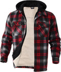 Mens Sherpa Lined Heavyweight Flannel Hoodie Coat - Warm Winter Layer
