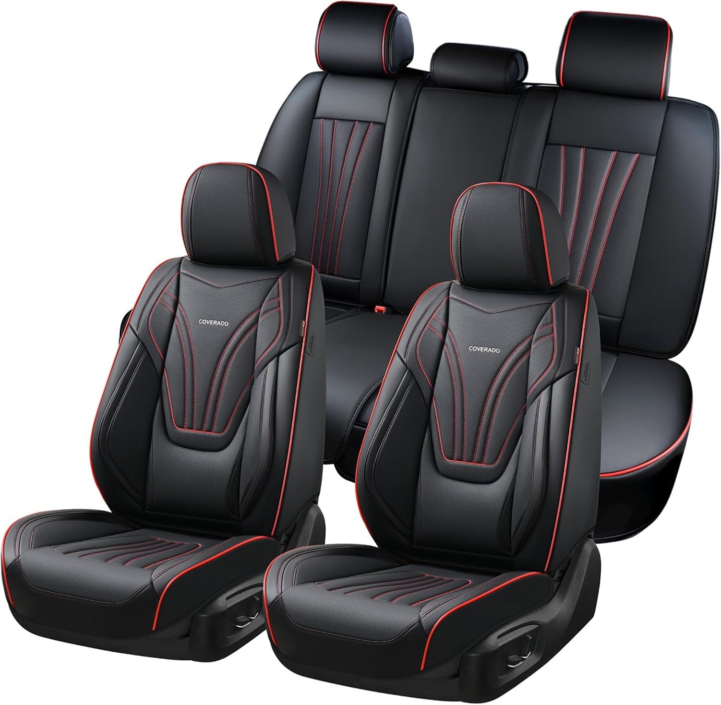 Coverado Car Seat Covers Full Set with Lumbar Support and Style