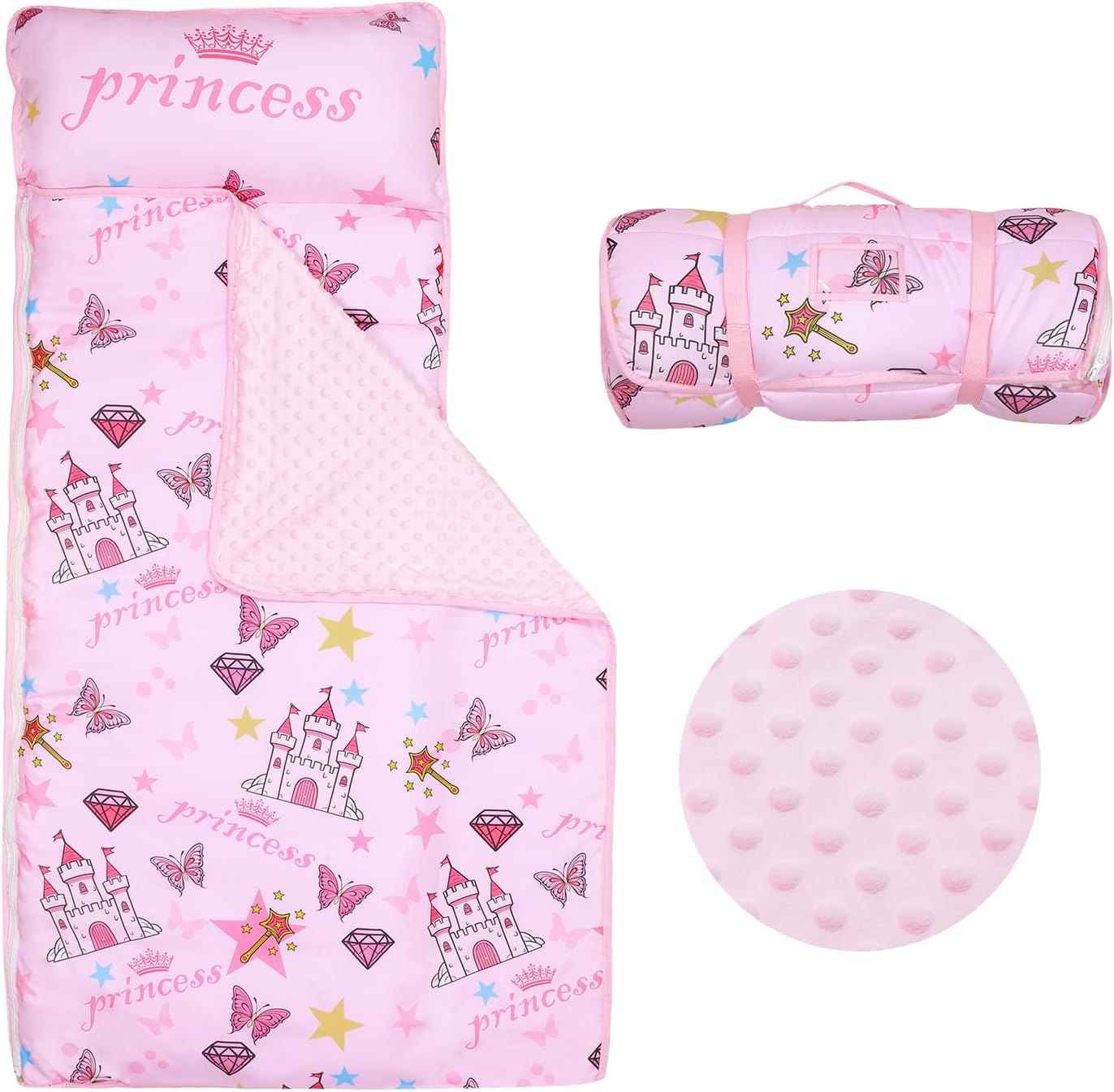 Kids Nap Mat Portable Slumber Bags with Removable Pillow