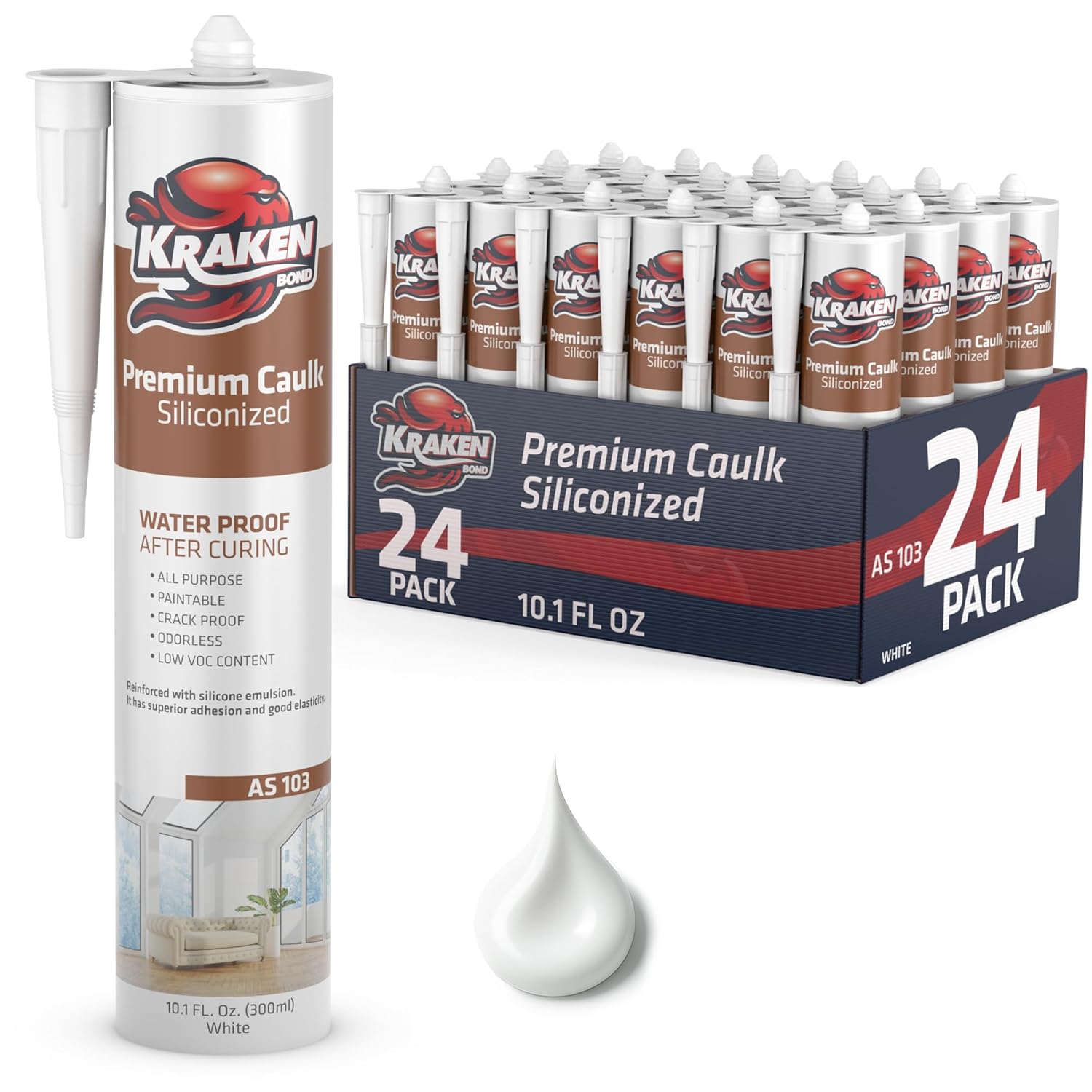 Kraken Bond Acrylic Latex Caulk - Waterproof and Odorless