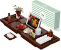 Bathtub Caddy Tray for Tub - Foldable Bamboo Bath Table Tray with Book