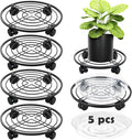 12in Metal Plant Caddy with Wheels 5 Pack - Heavy Duty Rolling Stands