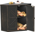 Corner Bamboo Bread Box Antique Black - Double Layer Countertop