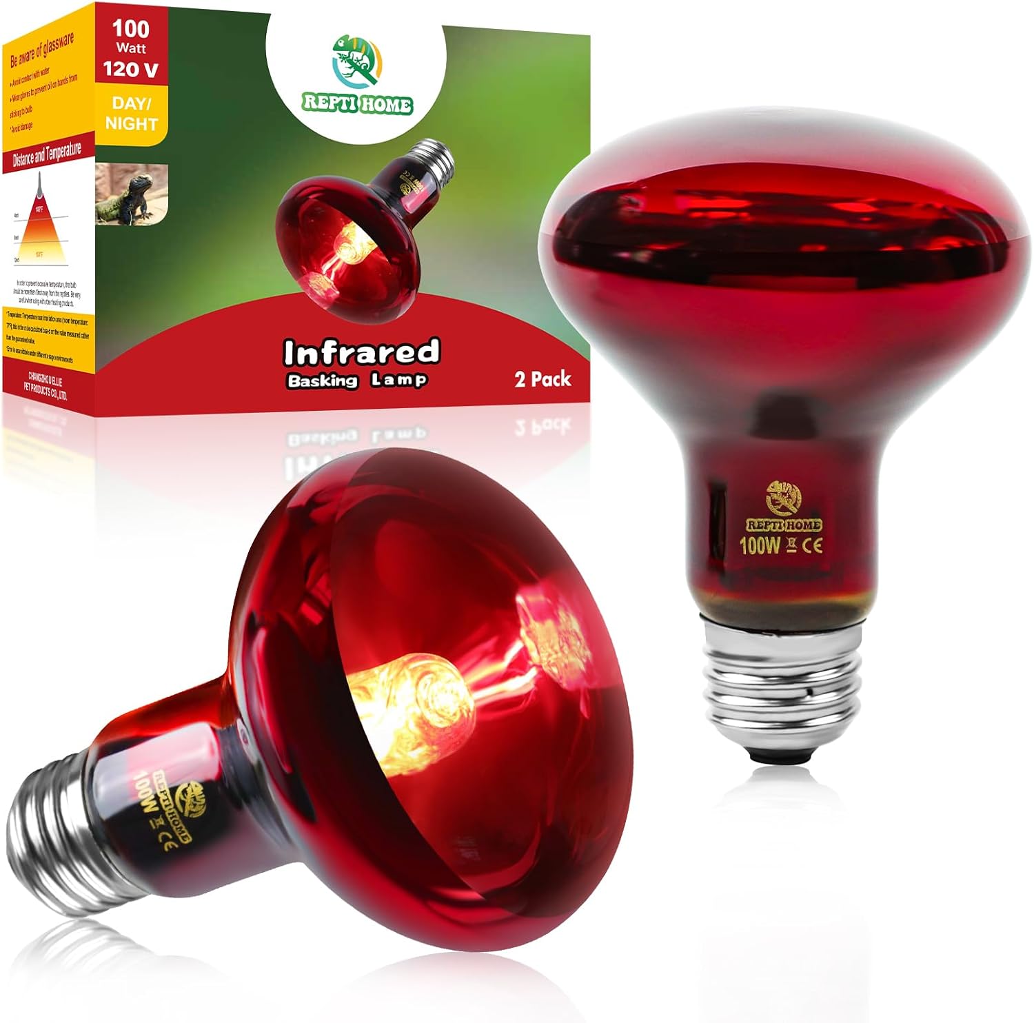 2 Pack 100W Red Heat Lamps - REPTI HOME