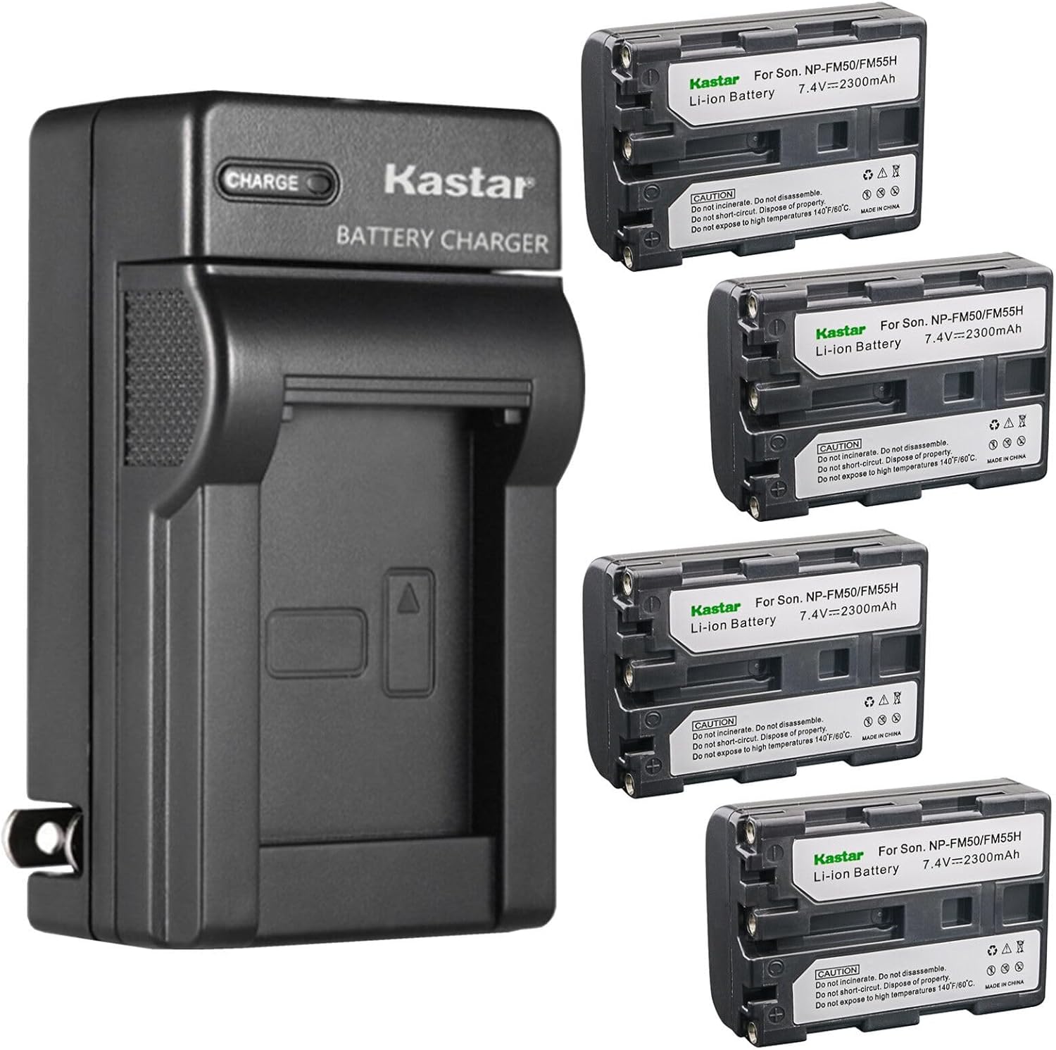Kastar 4-Pack Battery and AC Wall Charger for Sony Camcorders