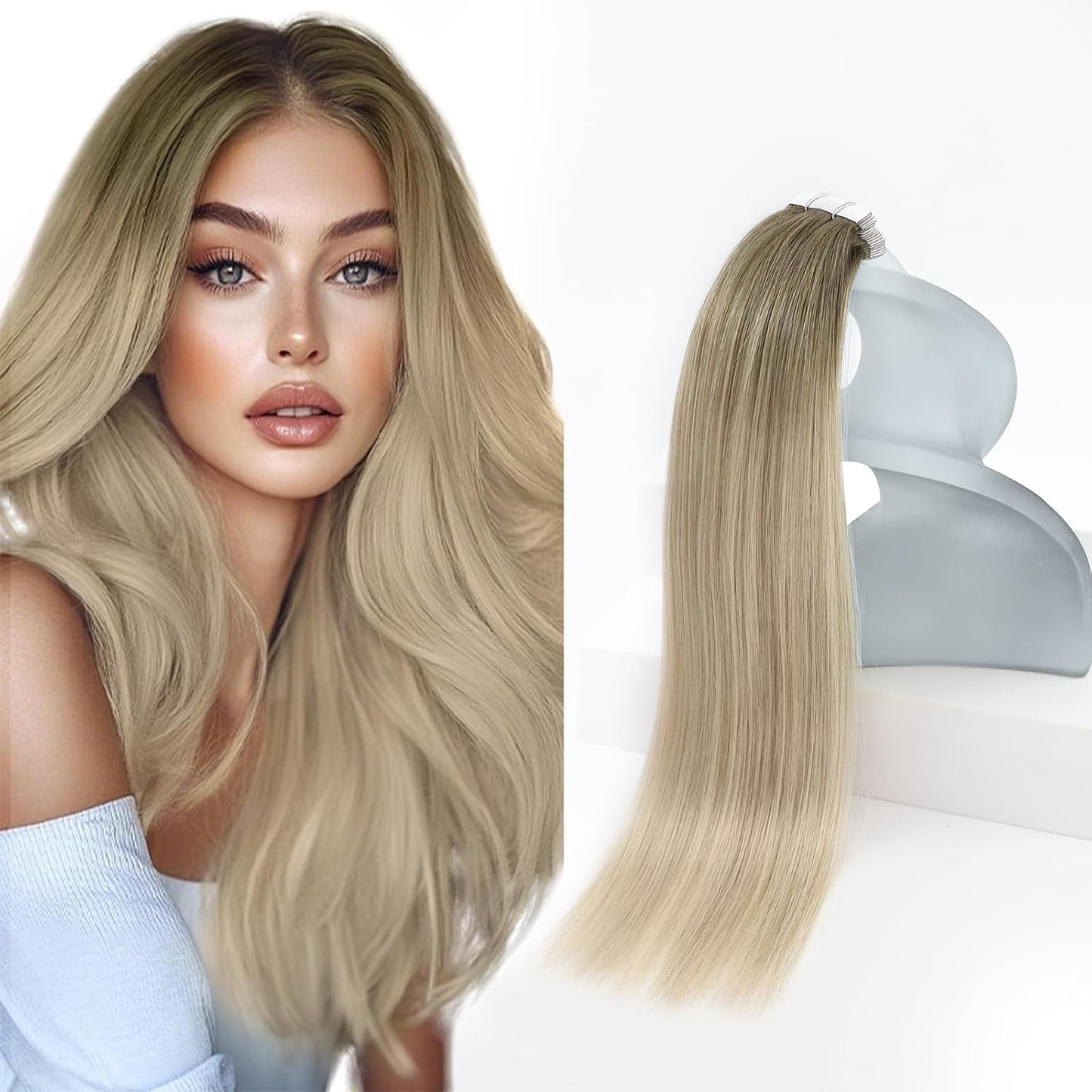 Sunny Hair Tape in Hair Extensions for Women - Ash Blonde Balayage