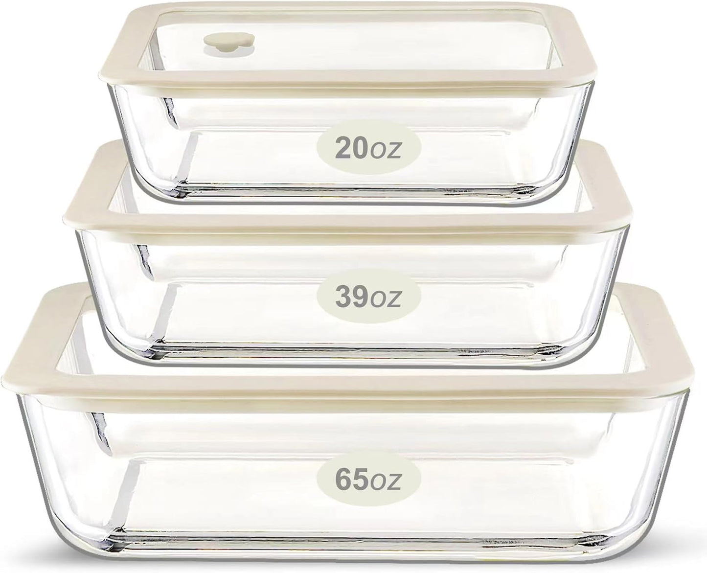 Urban Green Glass Food Container Set with Silicone Lids, 3 Pack