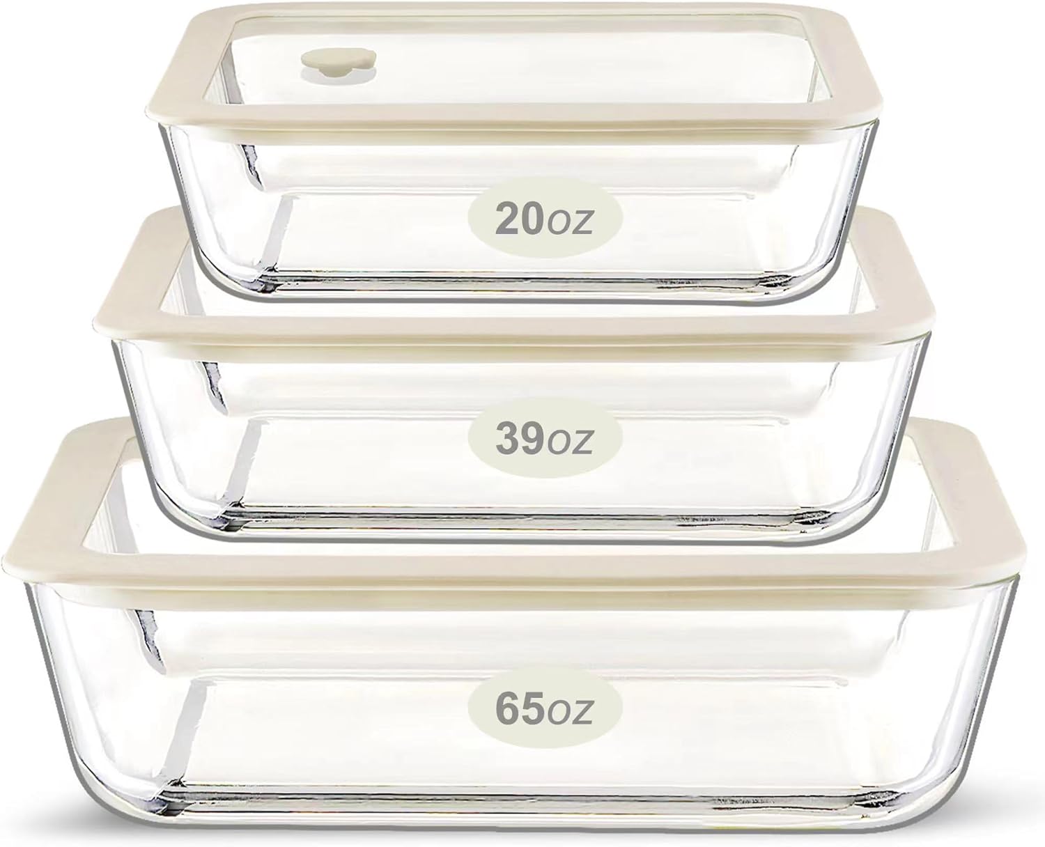 Urban Green Glass Food Container Set with Silicone Lids, 3 Pack