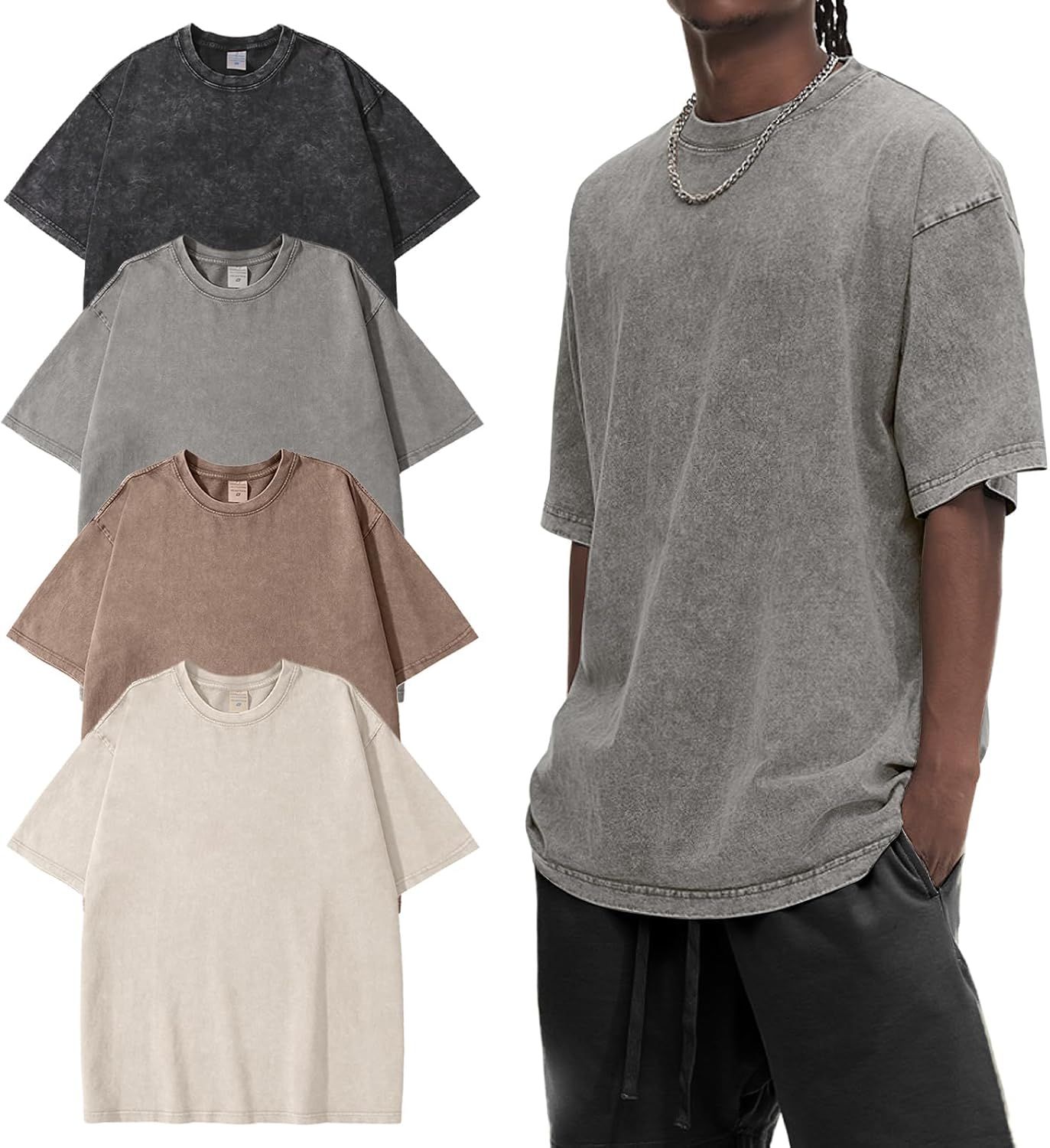 Eiscntd Men's Oversized T-Shirts for Vintage Streetwear Style
