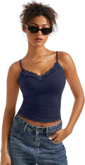 SUUKSESS Women Padded Lace V Neck Tank Top - Double Lined Comfort trim
