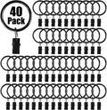 40PCS Curtain Rings with Clips 1.26in ID - Smooth, Rustproof Glide