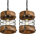 Retro Industrial Metal and Wood Farmhouse Chandelier 2-Pack - Rustic