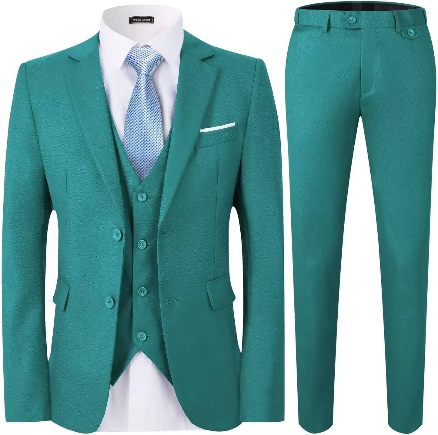 WEEN CHARM Men's Slim Fit 3 Piece Suit Set for Stylish Occasions