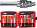1/4ft Shank Carbide Burr Set Tungsten 10PC Double Cut - Durable Rotary