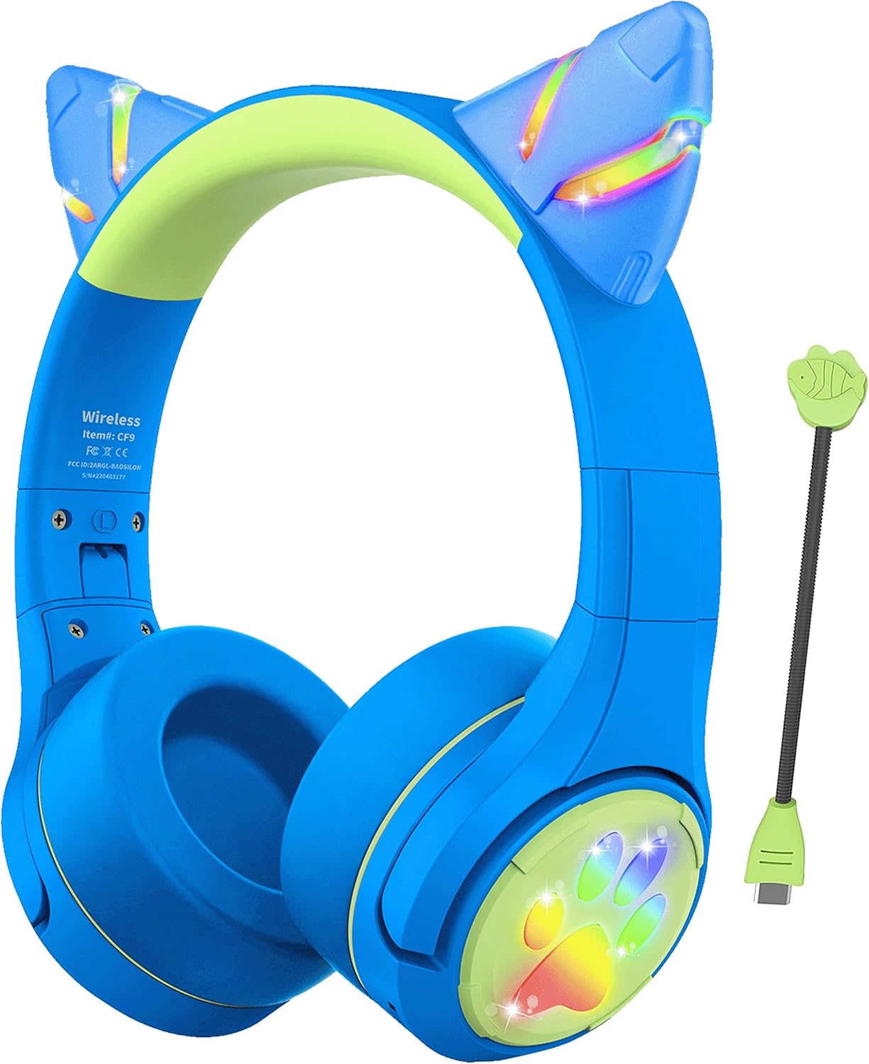 Riwbox CF9 Kids Bluetooth Headphones with Cat Ear Design