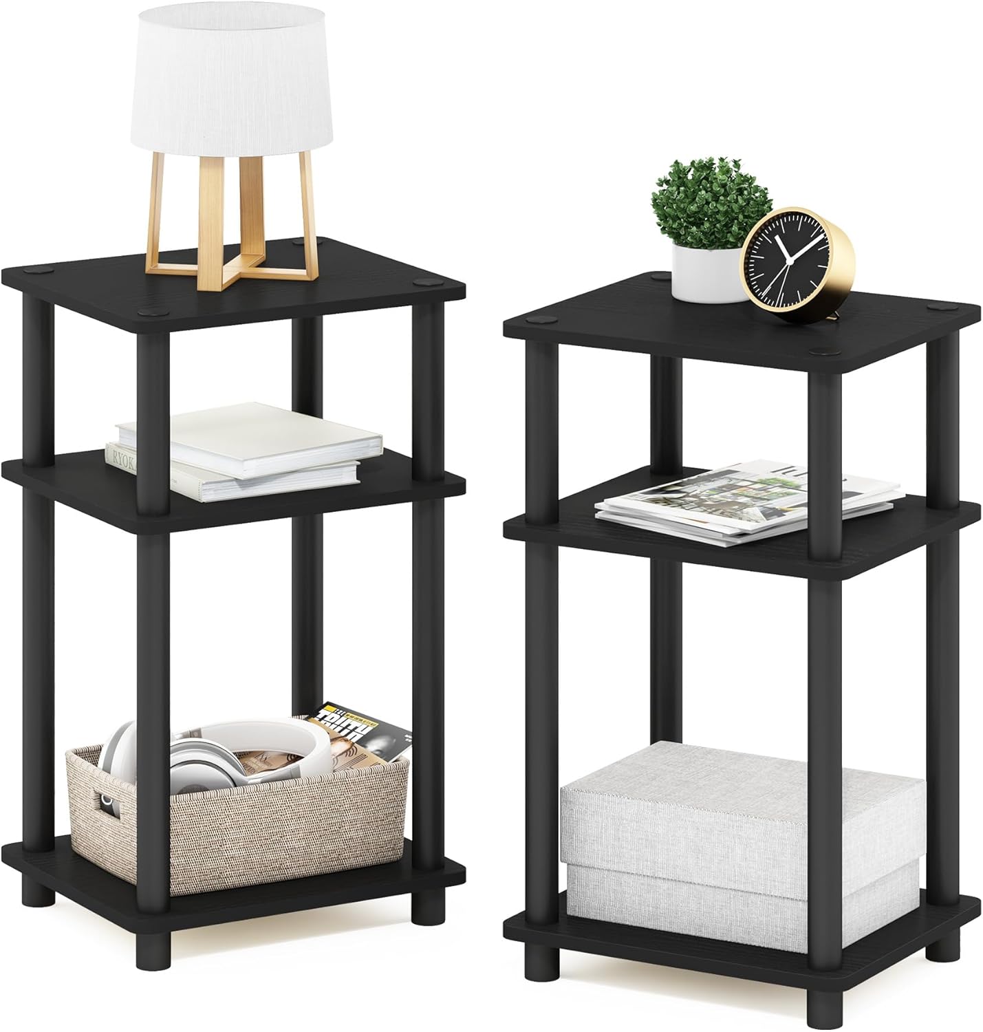 Furinno Just 3-Tier Turn-N-Tube End Table for Small Spaces
