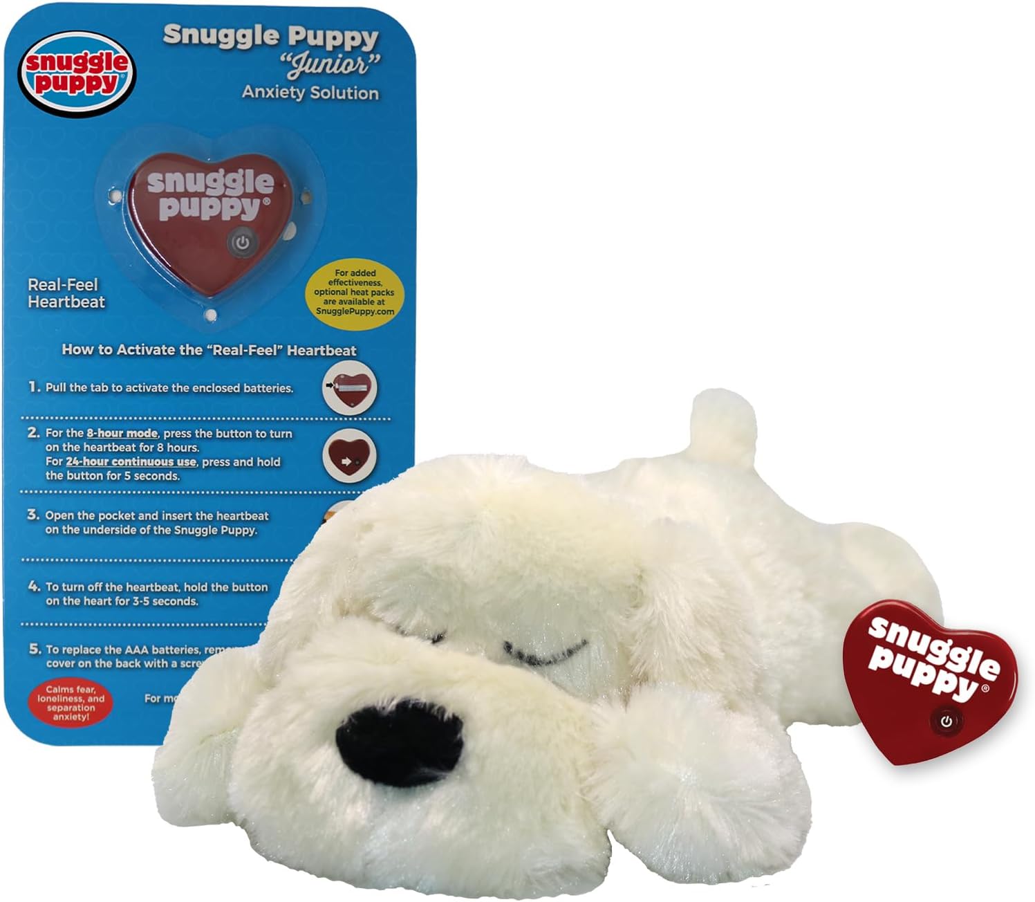 Snuggle Puppy Toys for Small Breeds - Heartbeat Calming Aid