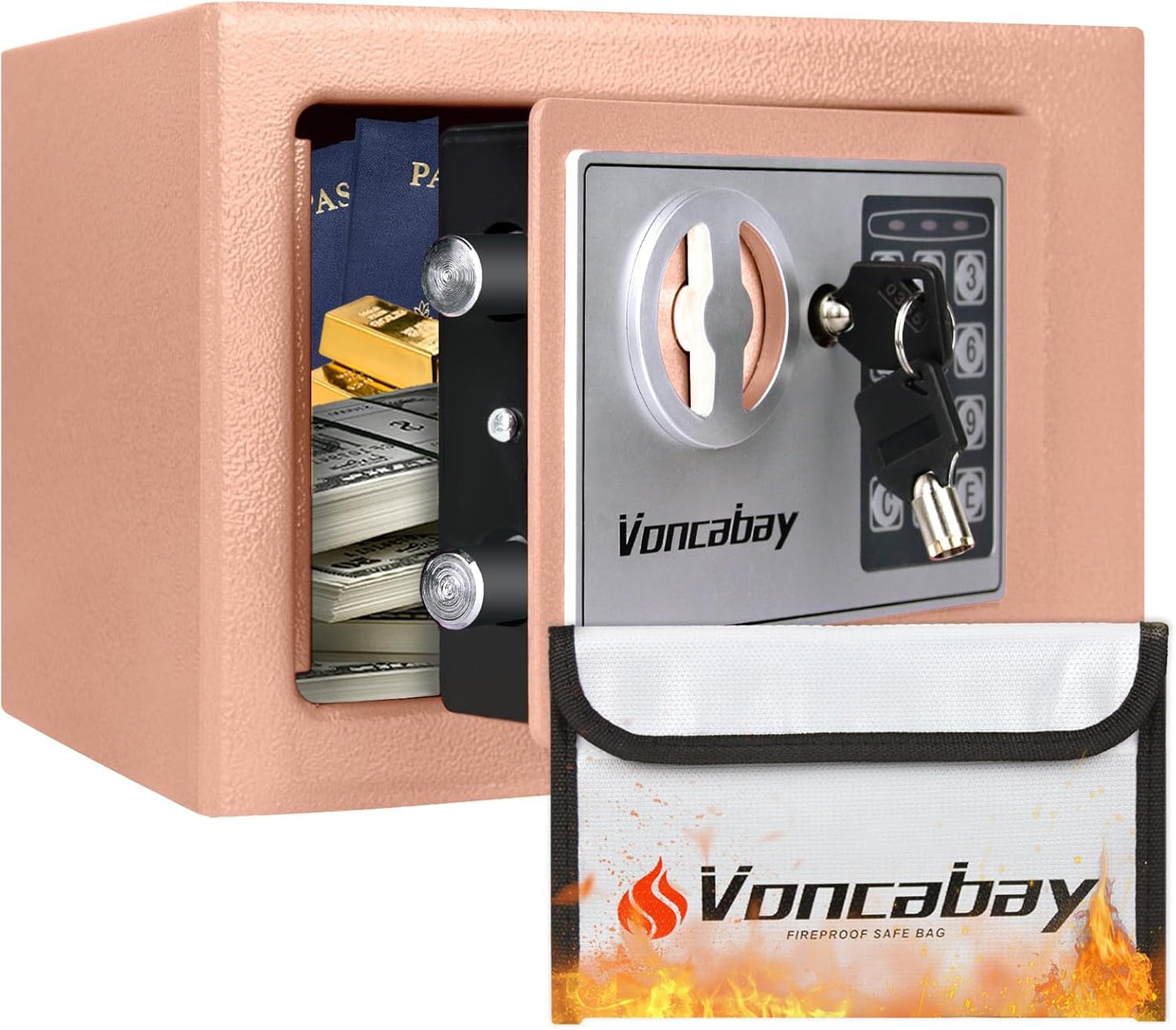 Voncabay Money Safe Box with Sensor Light & Fireproof Design