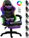 Czlolo RGB LED Lights Gaming Chair with Footrest for Comfort