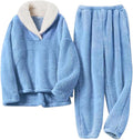 Women's Fluffy Loungewear Sleepwear Set - Warm Sherpa Pajama Duo