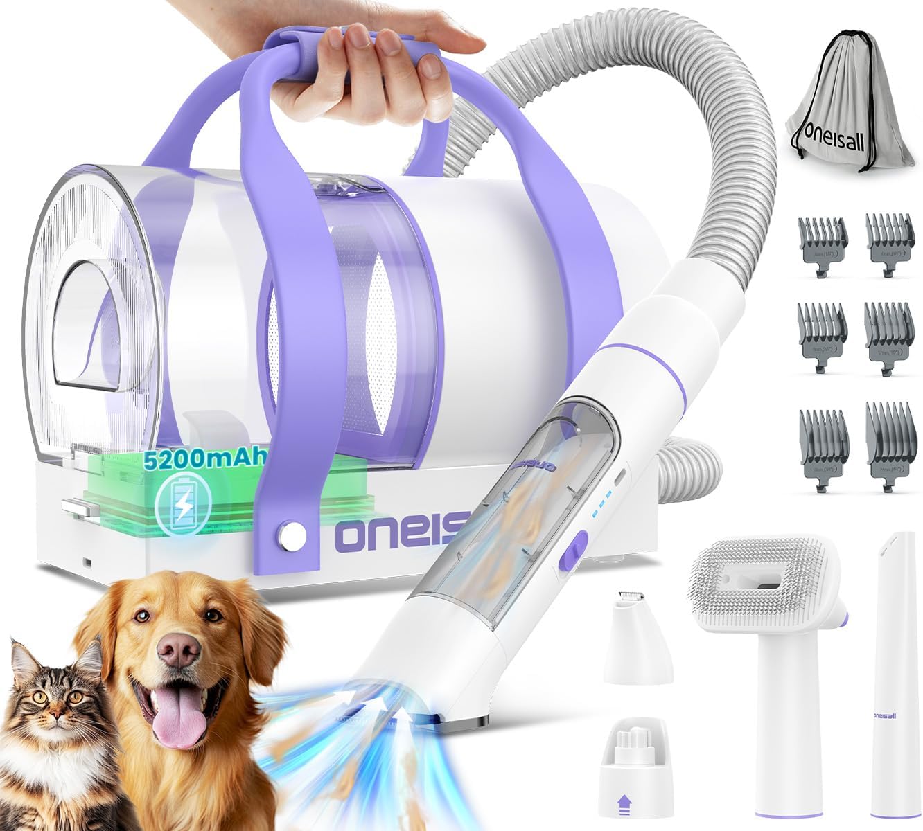 Quiet Dog Grooming Vacuum Kit - All Breeds, Cordless