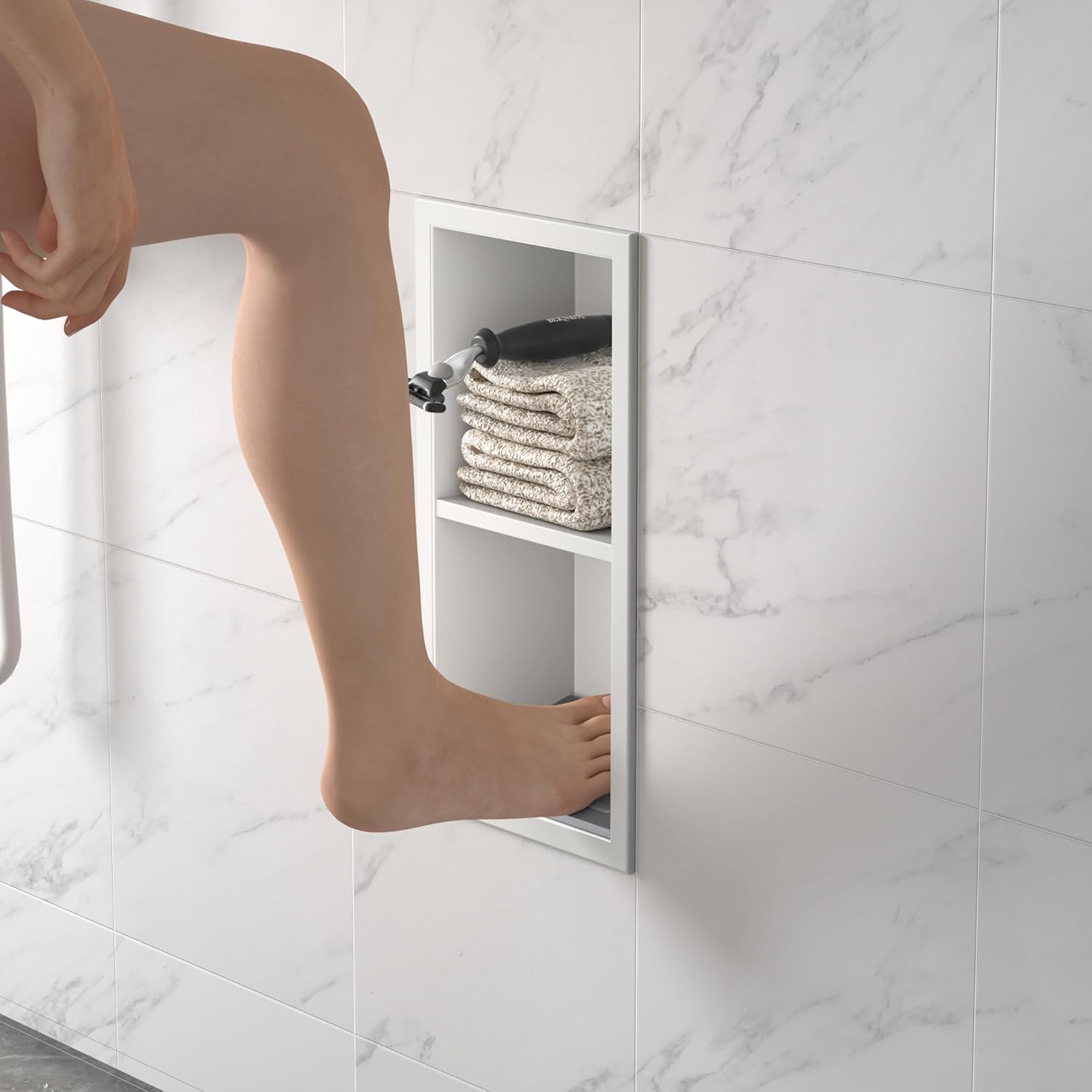 304 Stainless Steel Shower Niche Footrest for Bathroom Use