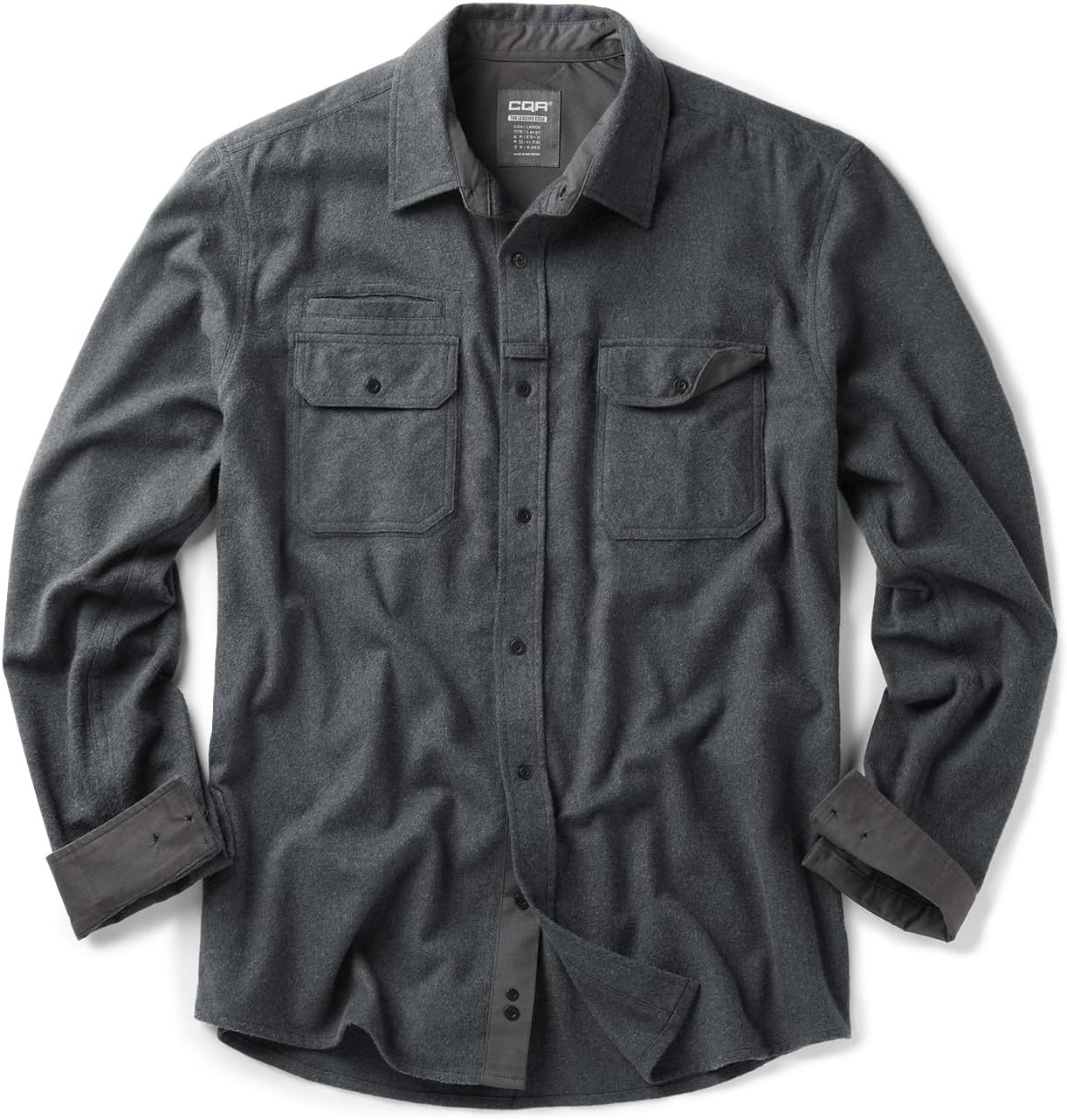 CQR Men's 100% Cotton Flannel Shirts for Casual Outdoor Wear