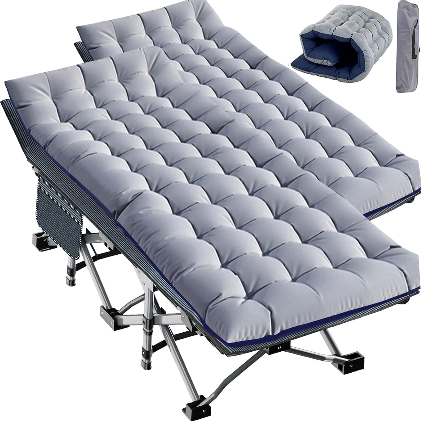 Oversized XXL Folding Camping Cot for Adults with Pad Comfort