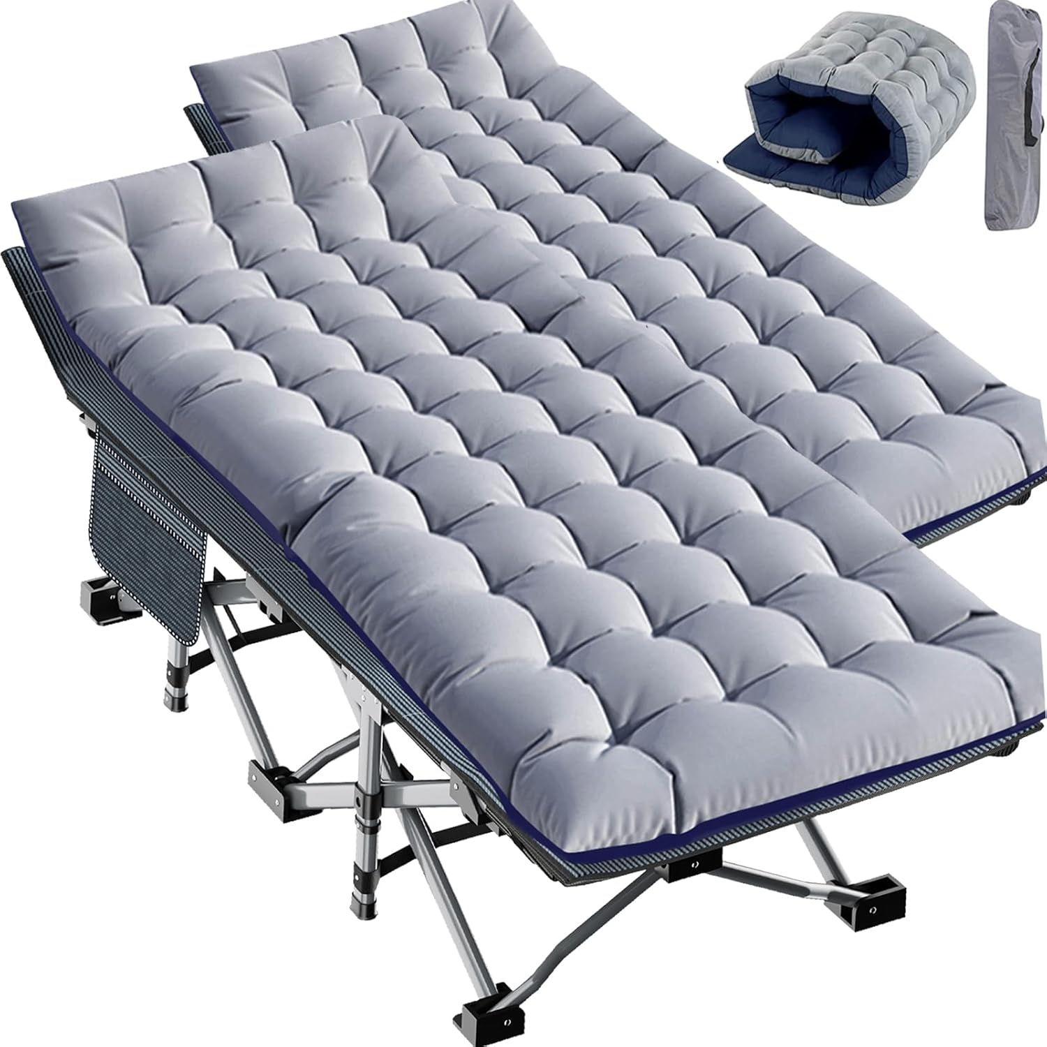 Oversized XXL Folding Camping Cot for Adults with Pad Comfort