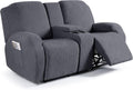 Stretch Loveseat Recliner Covers with Console - Dark Gray, 2 Seater