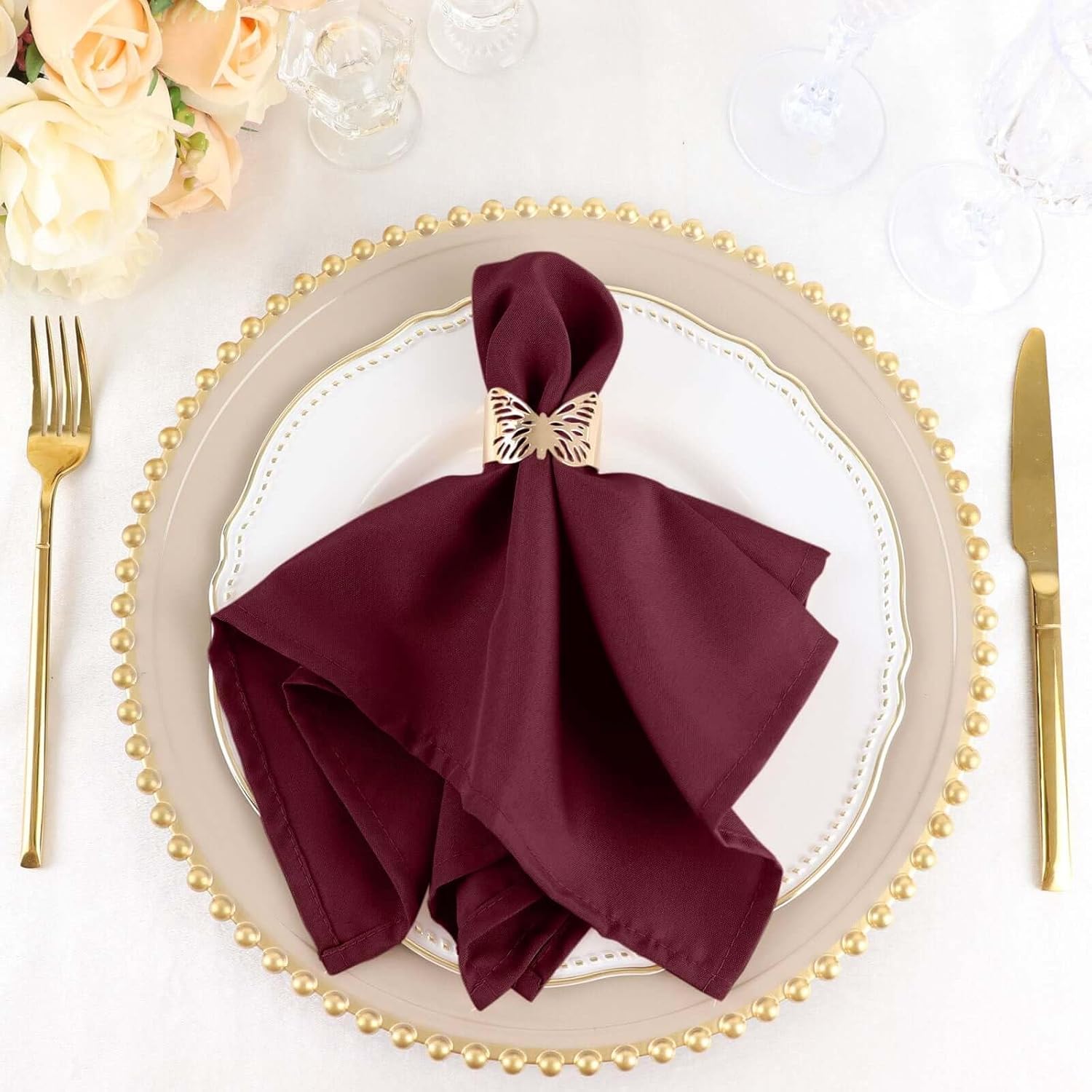 Burgundy Violet Seamless Dinner Napkins Set of 100 for Events