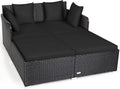 Tangkula Outdoor Rattan Daybed - Spacious 2-Person Patio Sunbed
