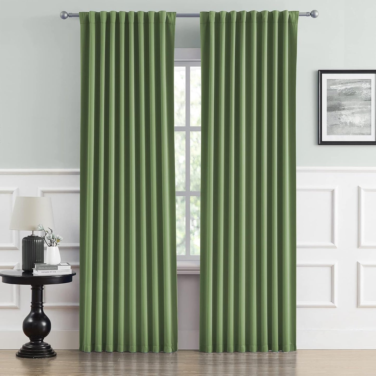 Blackout Curtains Sage Green for Bedroom and Living Room