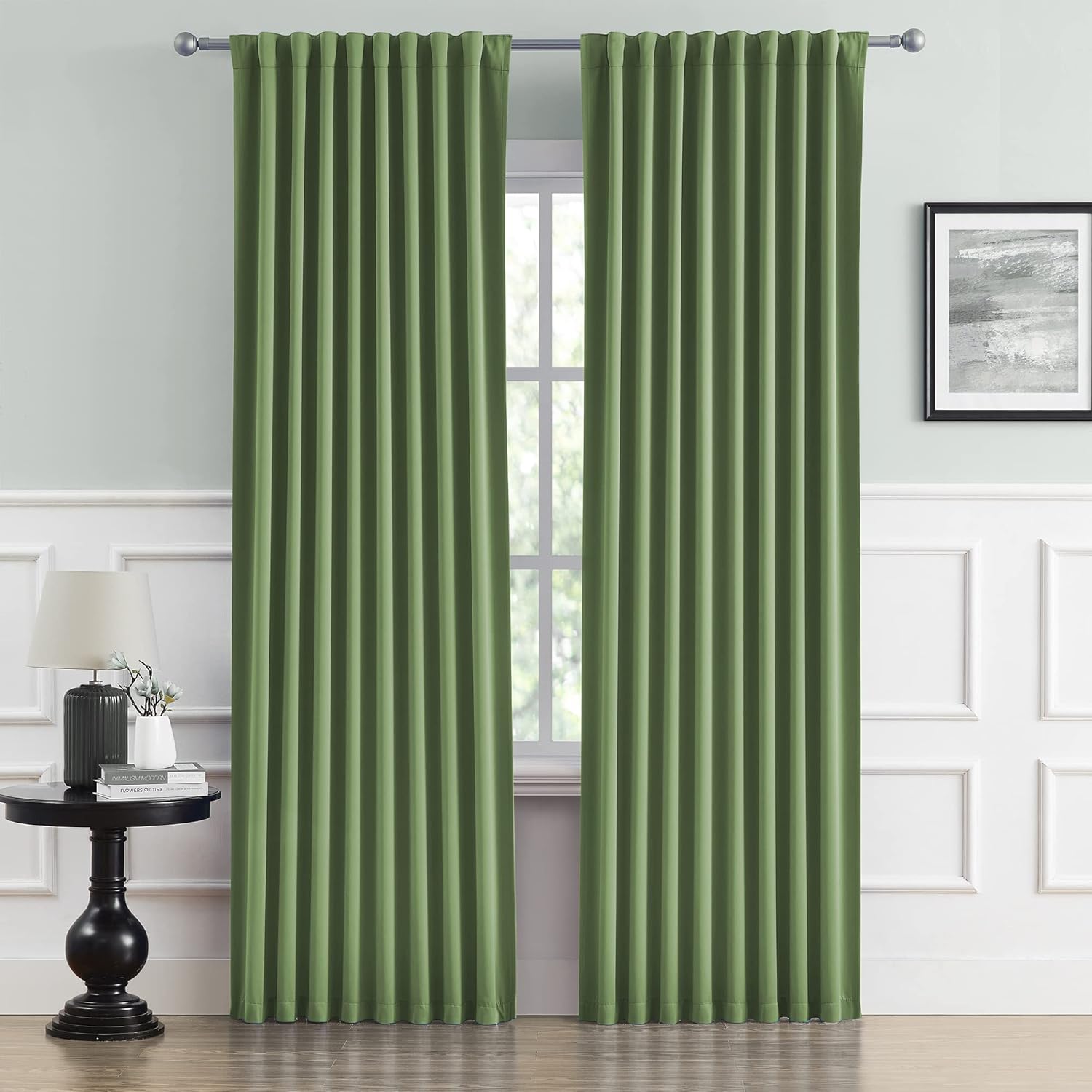 Blackout Curtains Sage Green for Bedroom and Living Room
