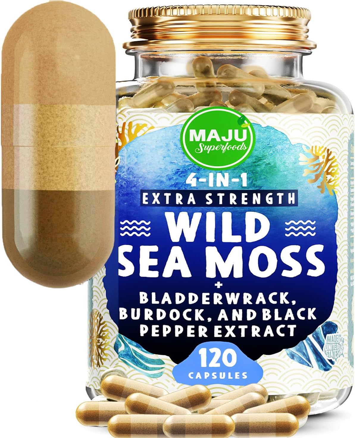 Wild Irish Sea Moss Capsules for Health and Wellness Boost