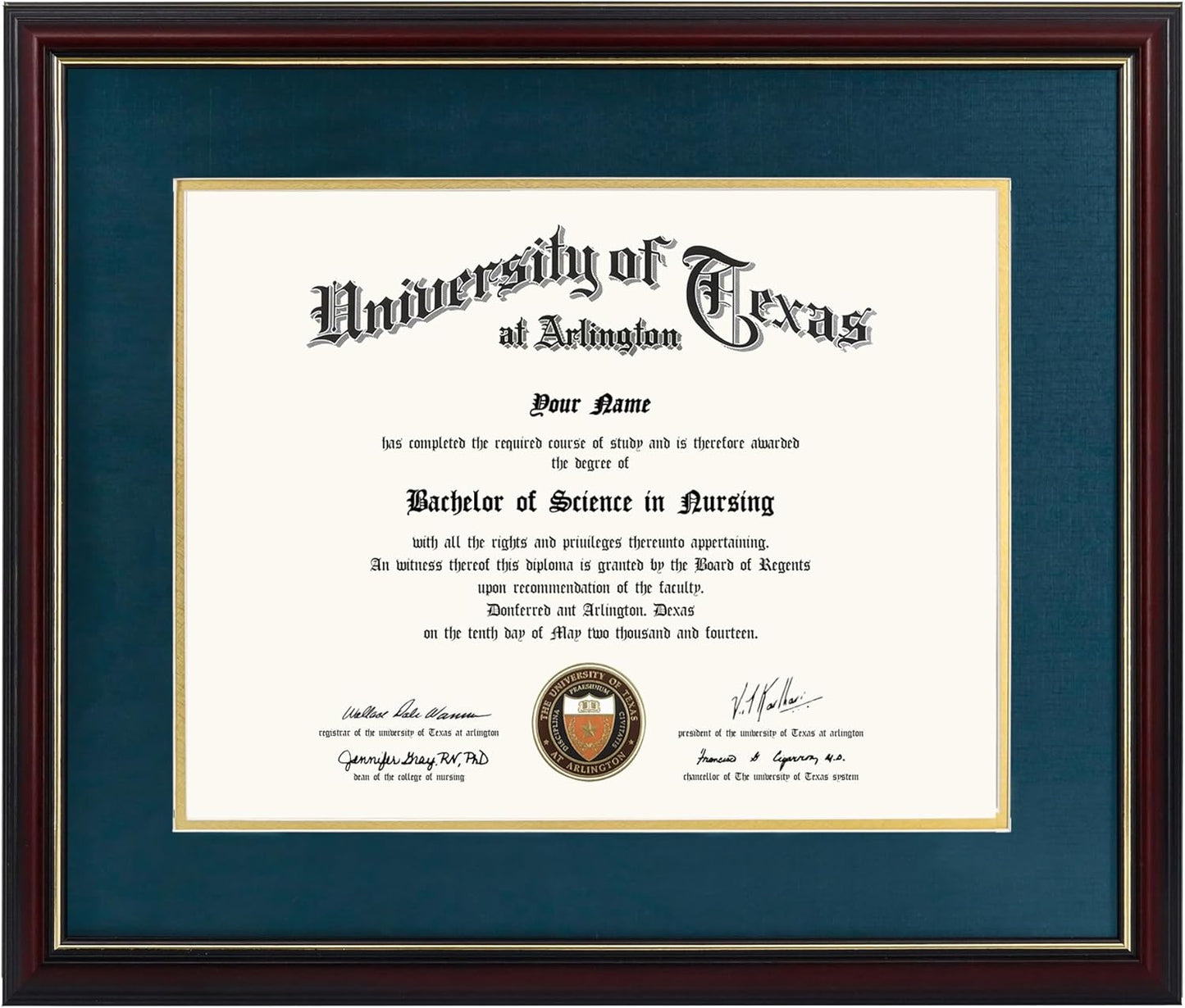 GraduationMall 11x14 Diploma Frame with Navy over Gold Mat
