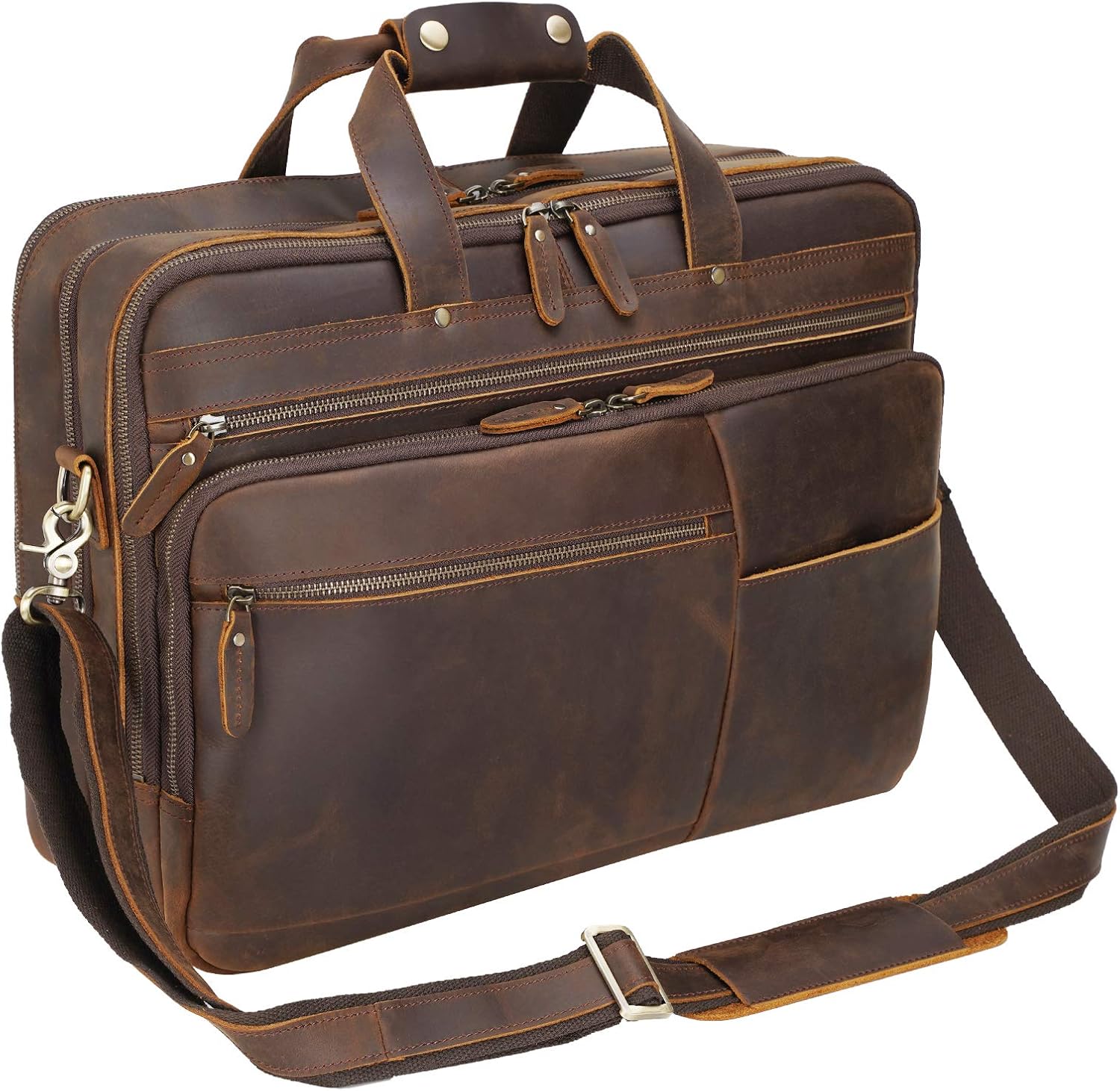 Polare X-Large Leather Briefcase for Men - Perfect for Travel