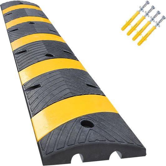 6ft Ft Heavy Rubber Speed Bump with Integrated Cable Cover Ramp