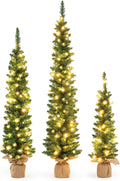 Goplus Pre-Lit Christmas Tree Set of 3 for Holiday Decor