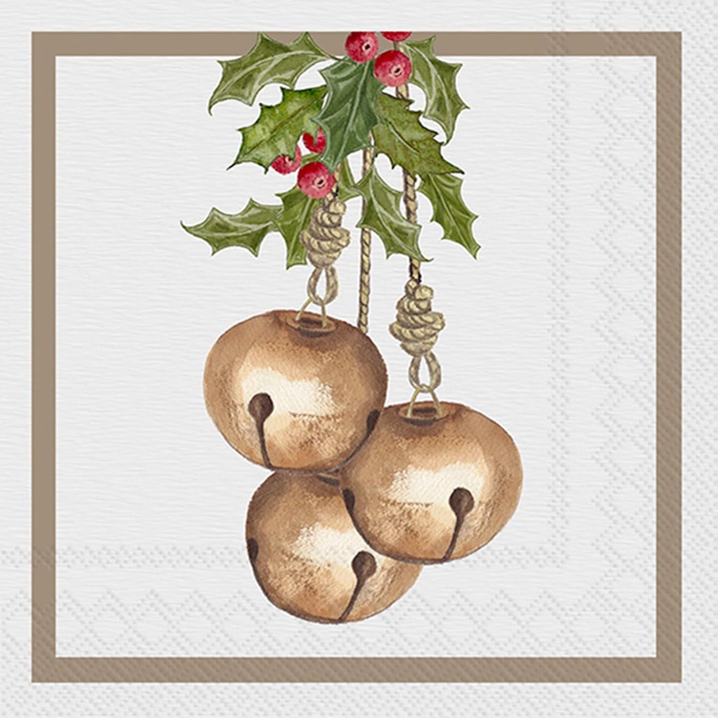 IHR Cocktail Napkins 3-Ply Paper Jingle Bells Design, 20-Count
