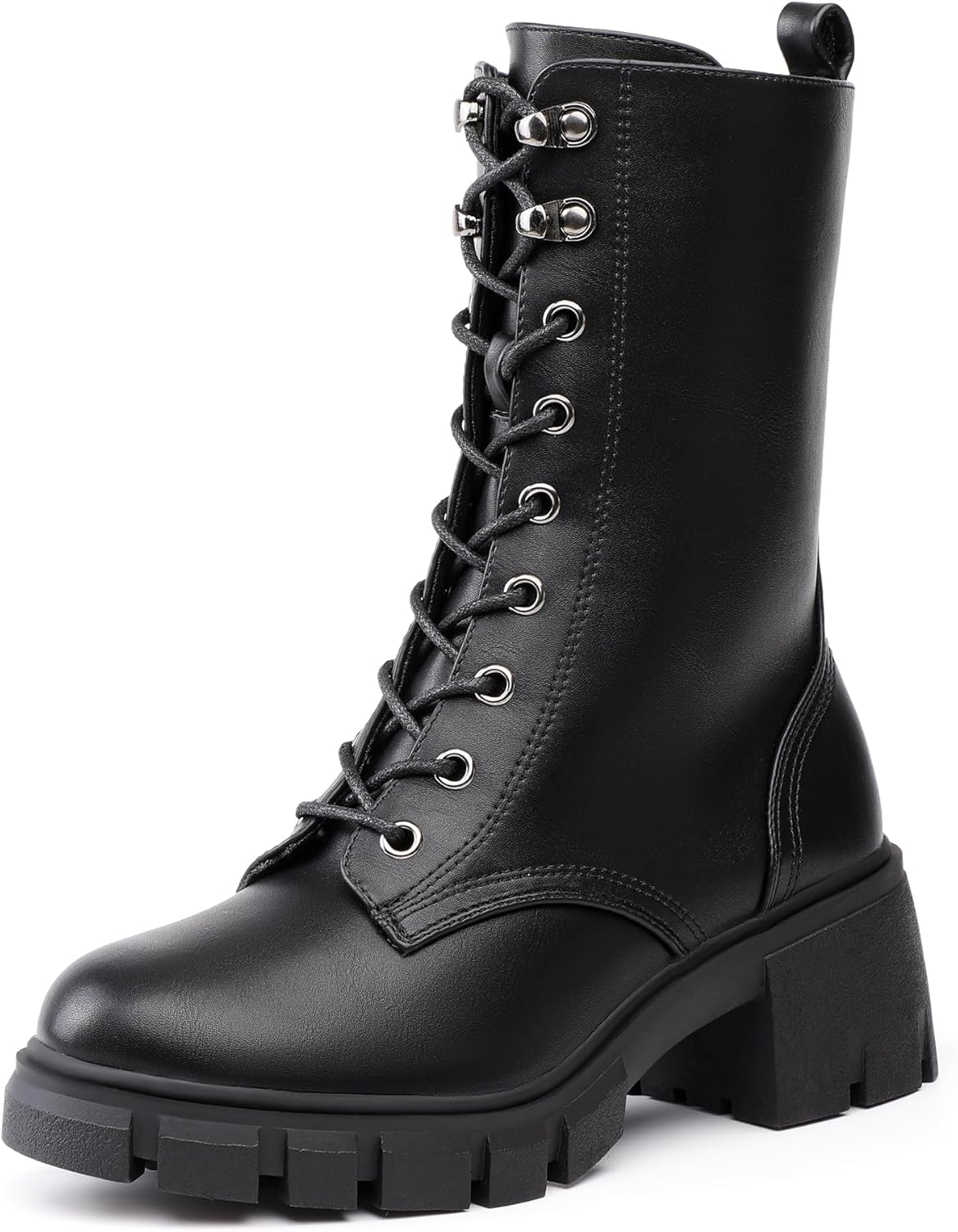 IDIFU IN3 Platform Combat Boots for Women with Chunky Heel