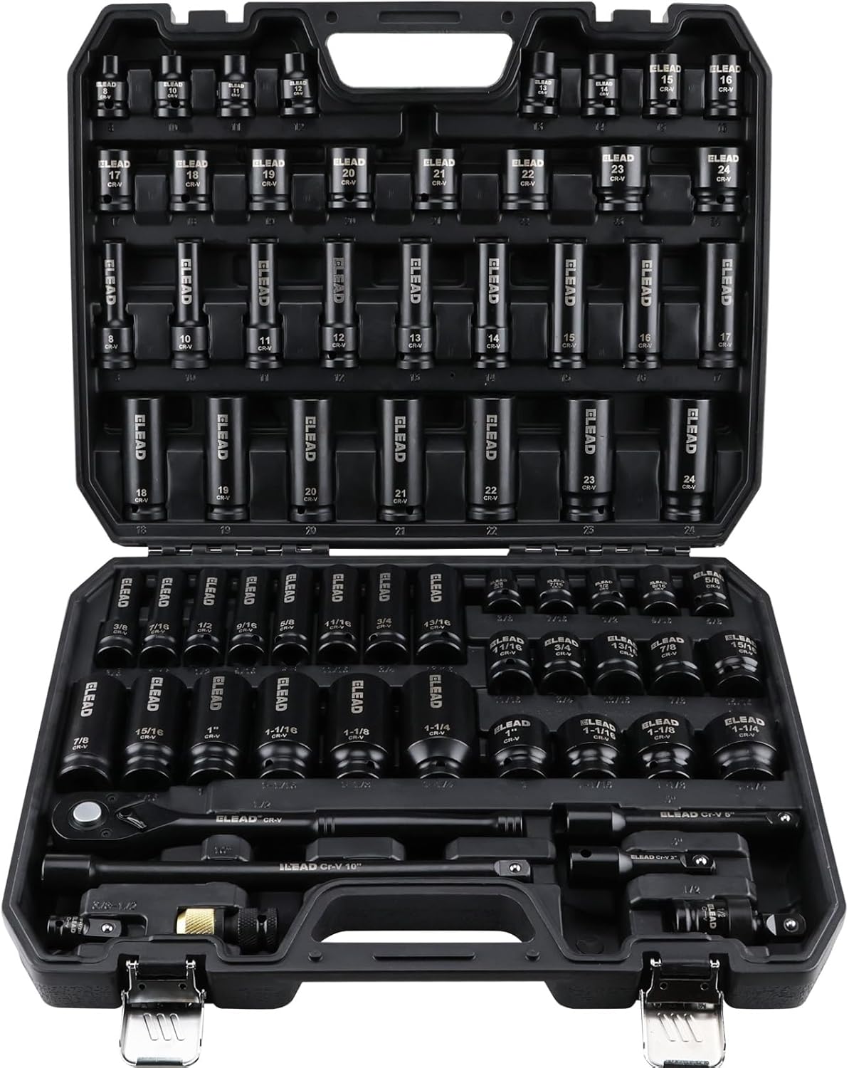 ELEAD 67 Piece 1/2 Drive Deep Impact Socket Set for Professionals