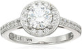 Platinum Plated Sterling Silver Round Halo Ring - Classic Sparkle