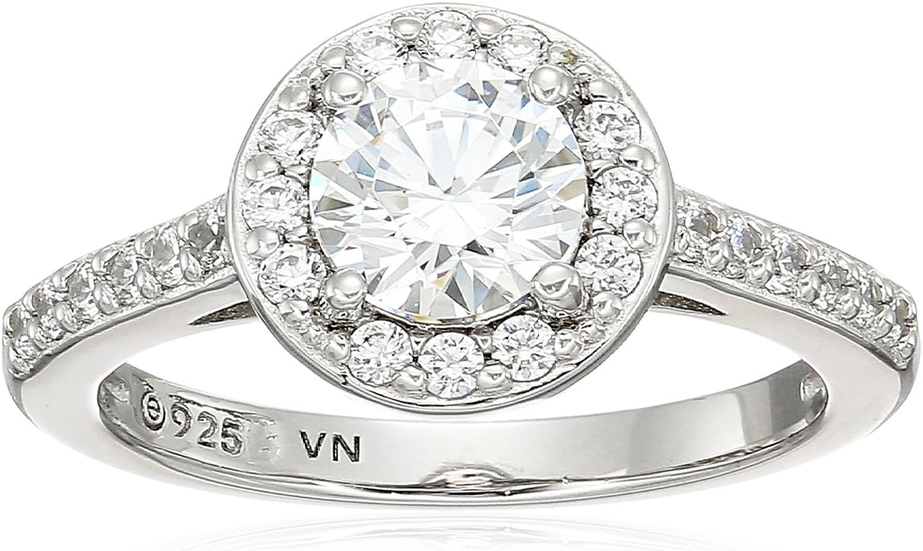 Round Halo Ring with Infinite Elements Zirconia in Sterling Silver