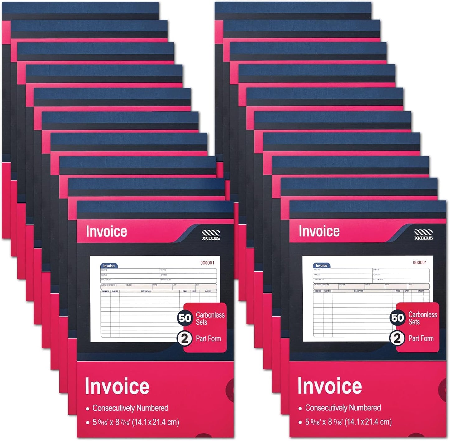 XKDOUS 20 Pack Invoice Book for Small Business, Carbonless Sets